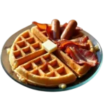 Waffle with a Side of Meat breakfast