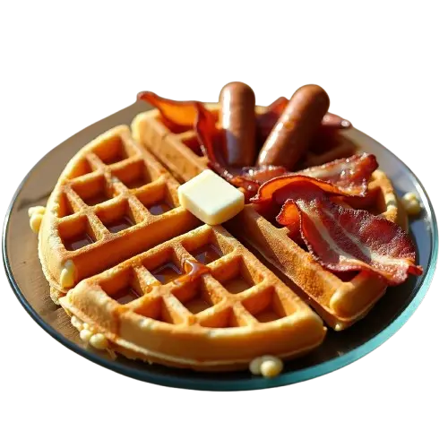 Waffle with a Side of Meat breakfast